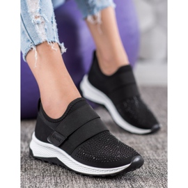 SHELOVET Chaussures à enfiler avec velcro noir 1