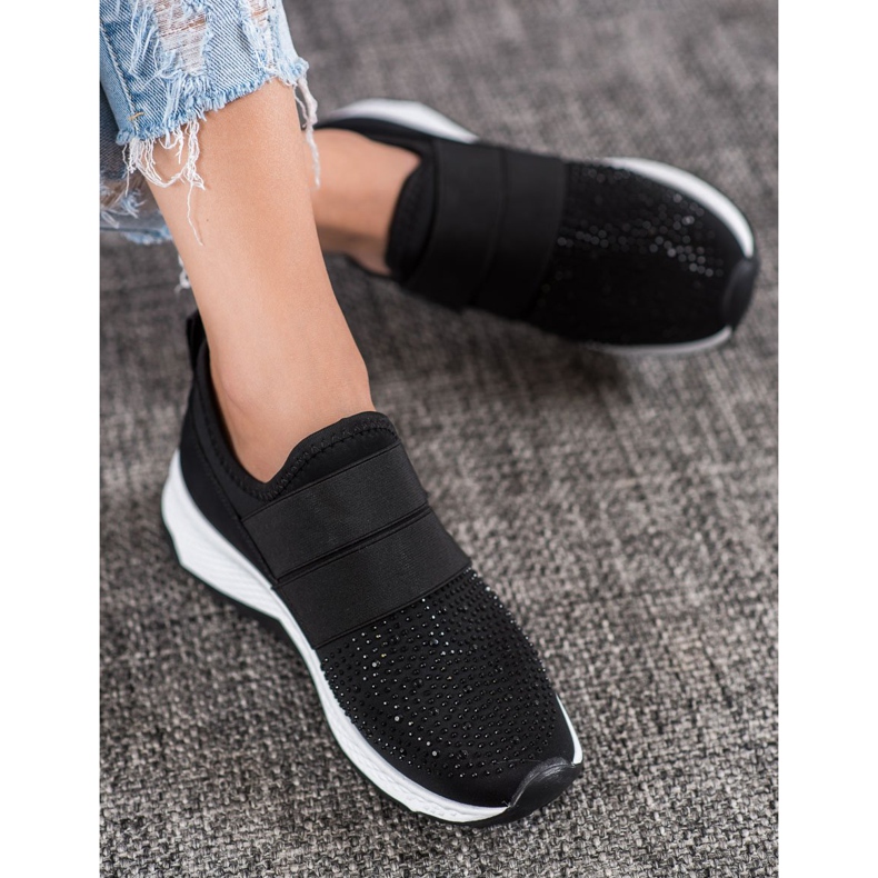 SHELOVET Chaussures à enfiler avec velcro noir 2