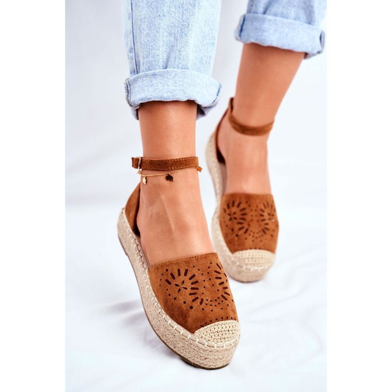 PS1 Espadrilles pour femmes sur la plate-forme en lin Camel Palermo brun 1