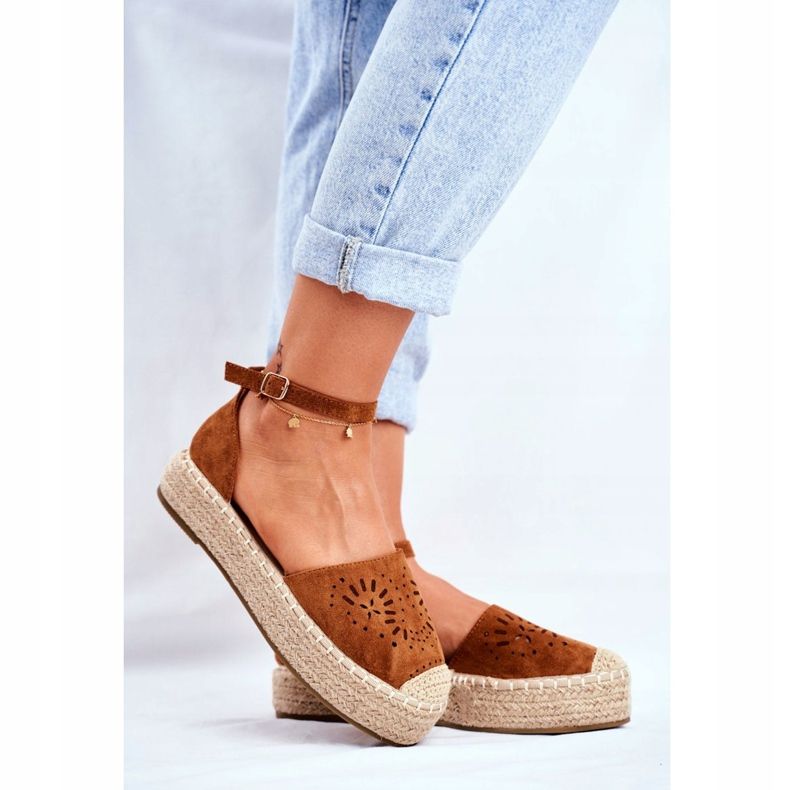 PS1 Espadrilles pour femmes sur la plate-forme en lin Camel Palermo brun 2