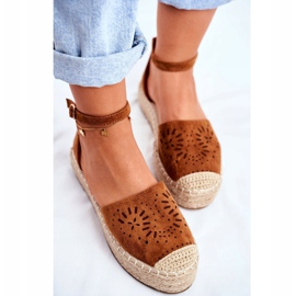 PS1 Espadrilles pour femmes sur la plate-forme en lin Camel Palermo brun 4