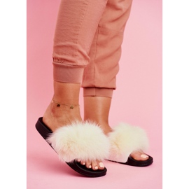 SEA Chaussons Femme Fourrure Blanc Belmondo blanche le noir 1