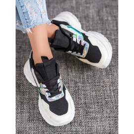 Mannika Baskets à la mode avec maille le noir 2