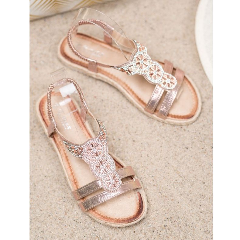 SHELOVET Sandales élégantes avec décorations jaune 2