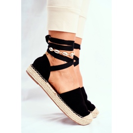SEA Espadrilles pour femmes, nouées avec du lin, Black Bonjour noir 2