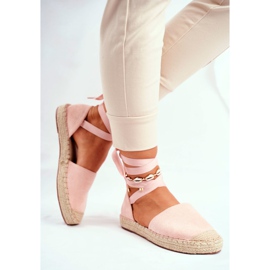 SEA Espadrilles Femme, Nouées Lin Rose Bonjour 2