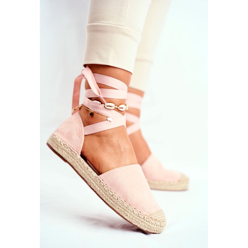 SEA Espadrilles Femme, Nouées Lin Rose Bonjour 1