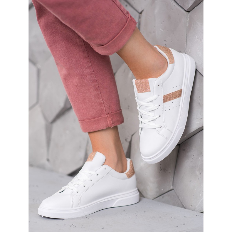 SHELOVET Chaussures de sport à paillettes blanche 2