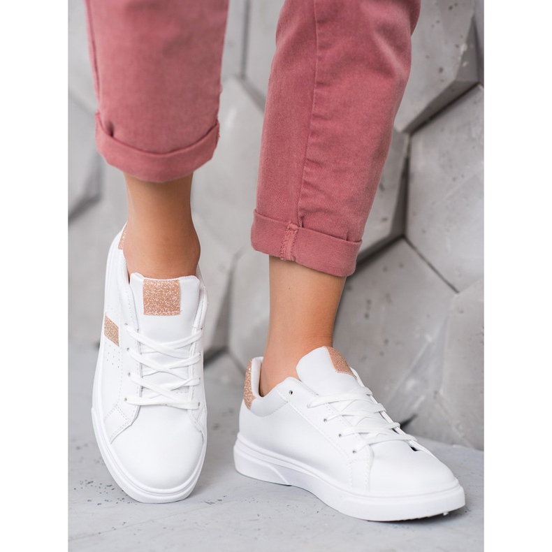 SHELOVET Chaussures de sport à paillettes blanche 1