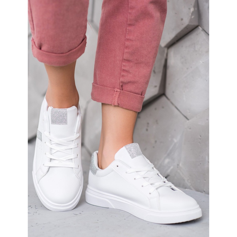 SHELOVET Chaussures de sport à paillettes blanc 1