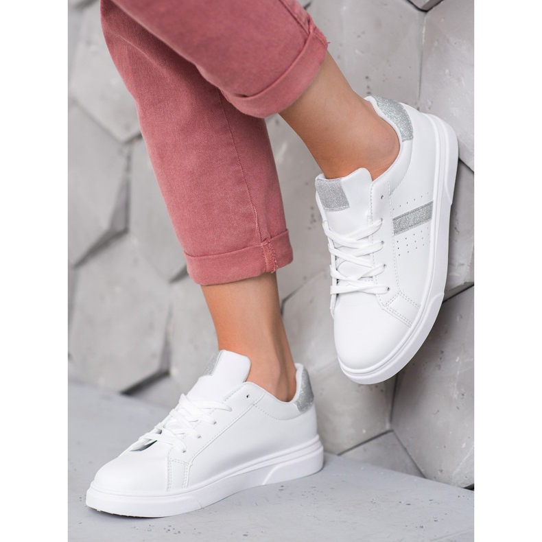 SHELOVET Chaussures de sport à paillettes blanc 2