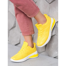 Ideal Shoes Chaussures nouées avec maille jaune 3