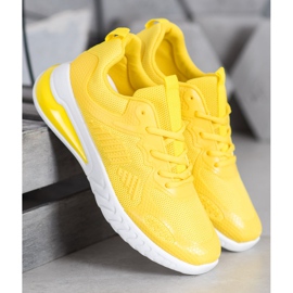 Ideal Shoes Chaussures nouées avec maille jaune 1