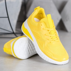 Ideal Shoes Chaussures nouées avec maille jaune 4