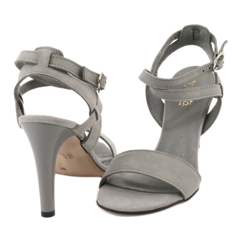 Espinto Sandales féminines en cuir gris sur la broche S333 / 5 3 Espinto Sandales féminines en cuir gris sur la broche S333 / 5 3
