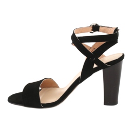 Espinto Sandales pour femmes en cuir noir sur le post S333 / 1 le noir 1