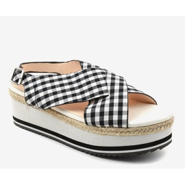 Sandales noires sur la plateforme 1508-1 blanc 1