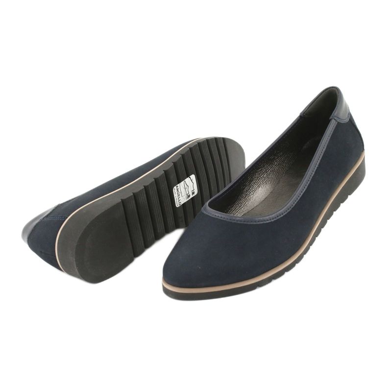 Angello Ballerines en cuir féminin sur les cales 1348 bleu marine 3