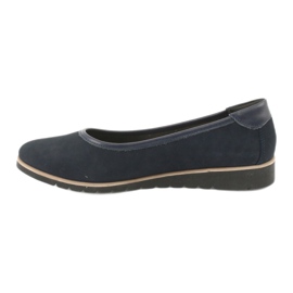 Angello Ballerines en cuir féminin sur les cales 1348 bleu marine 1