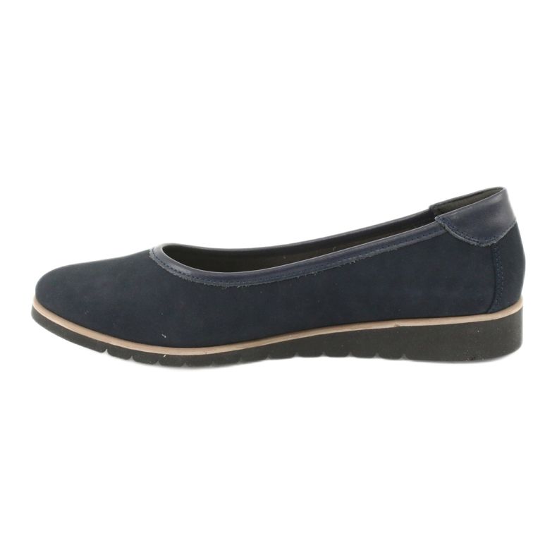 Angello Ballerines en cuir féminin sur les cales 1348 bleu marine 1