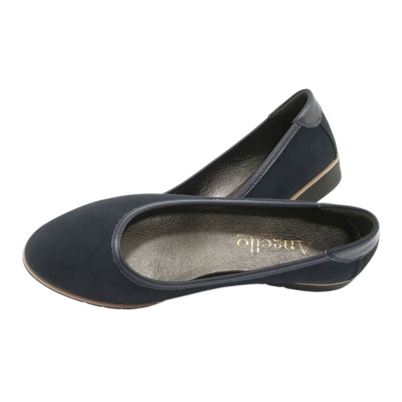 Angello Ballerines en cuir féminin sur les cales 1348 bleu marine 4