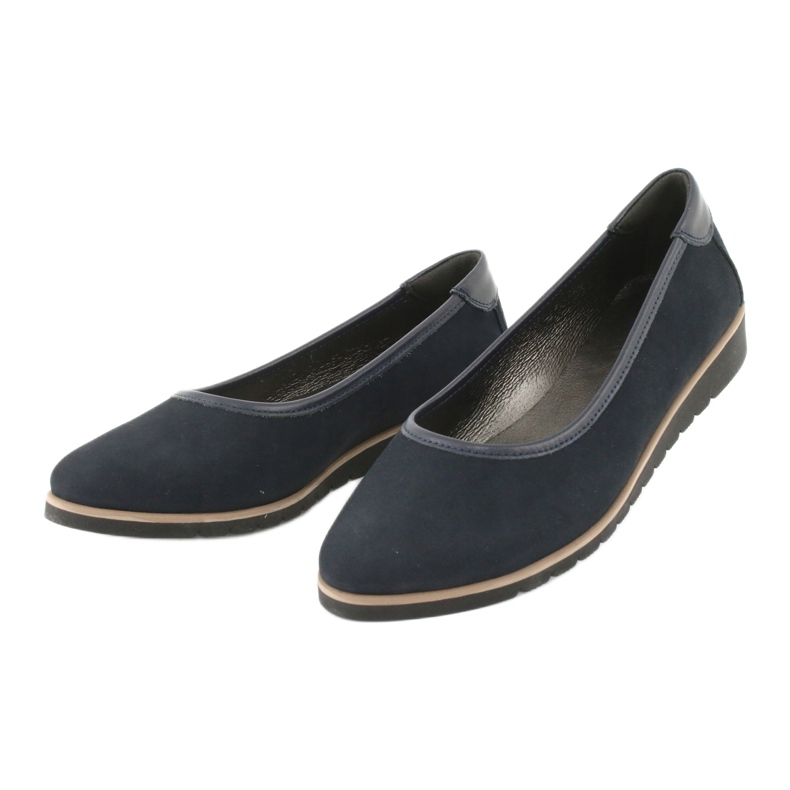 Angello Ballerines en cuir féminin sur les cales 1348 bleu marine 2