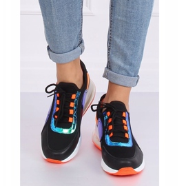 Chaussures de sport femme noires F-3336 NOIR / ORANGE 1