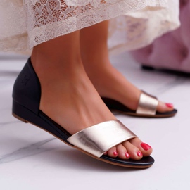 Sandales Femme Maciejka Cuir Noir et Or 1971 Nomara jaune 1