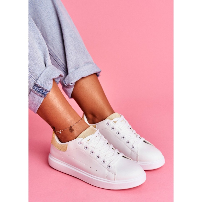 SEA Chaussures de sport pour femmes blanches à talon beige Milly brun 2