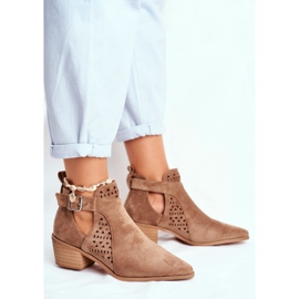 Bellucci Boots femme à ressort découpé Beige Rita 1