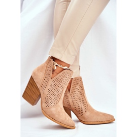 Bottines Femme Talon Daim Ajouré Beige Nuances 1