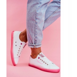 Baskets Femme Cross Jeans Blanc Rose FF2R4075C 2