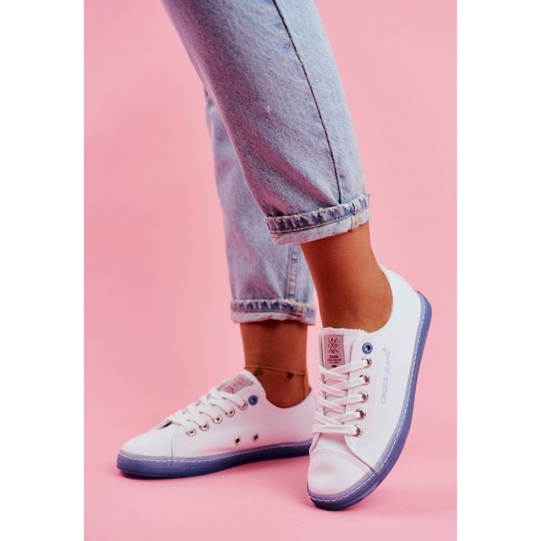 Baskets Femme Cross Jeans Blanc Bleu FF2R4077C 1
