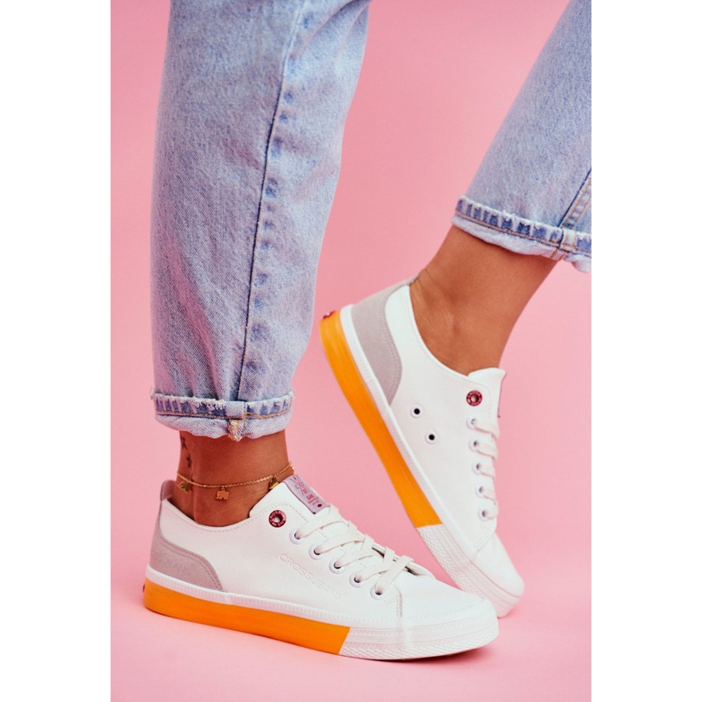 Baskets Femme Cross Jeans Blanc Orange FF2R4043C 2