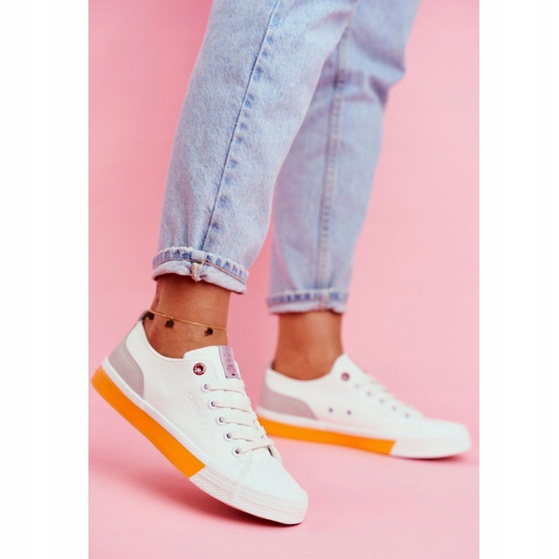 Baskets Femme Cross Jeans Blanc Orange FF2R4043C 1