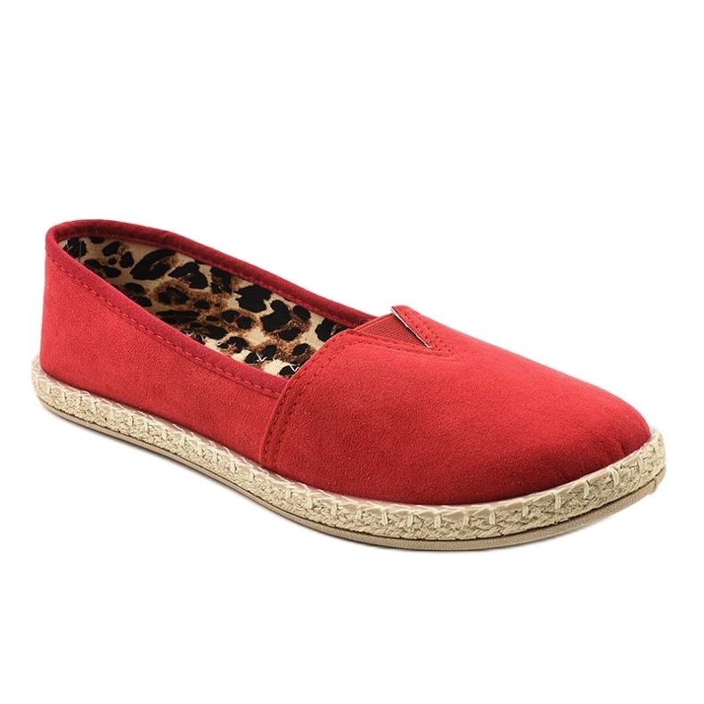 Espadrilles slip rouges à imprimé léopard TL128-3 1