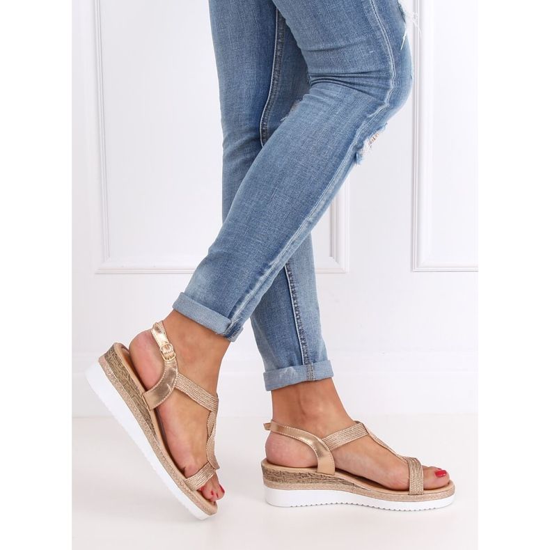 Sandales compensées champagne L6629 Champagne rose 2