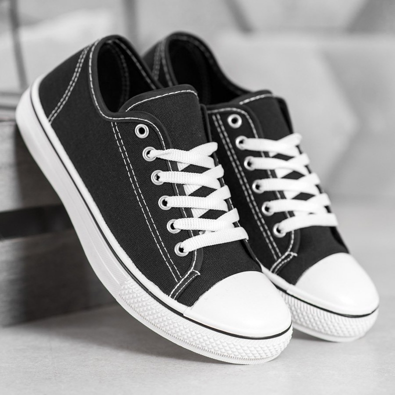 SHELOVET Baskets nouées classiques le noir 1