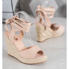 Yes Mile Sandales compensées nouées beige 2