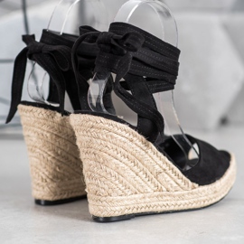 Yes Mile Sandales compensées nouées le noir 2