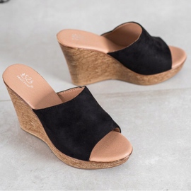 Small Swan Pantoufles En Daim Léger noir 2