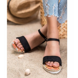Yes Mile Sandales confortables en daim le noir 3