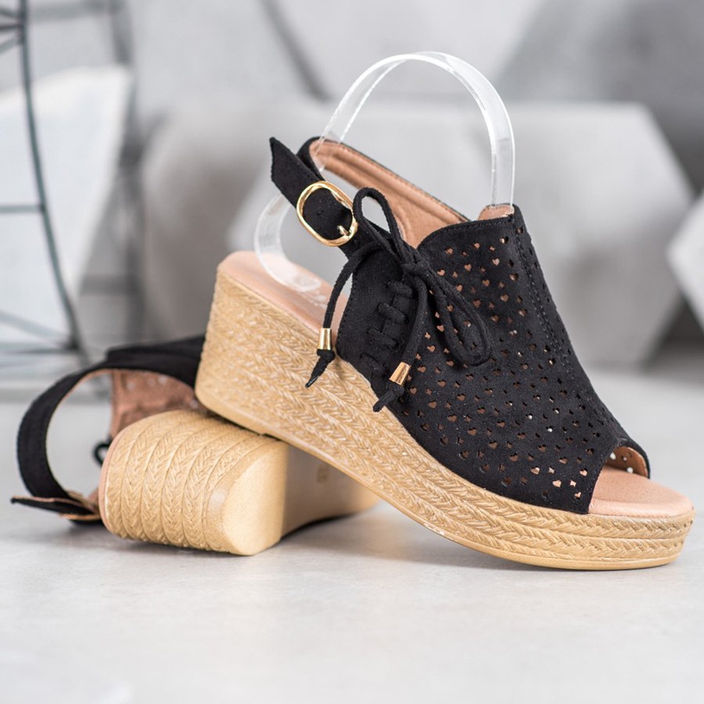 Small Swan Sandales ajourées confortables noir 1