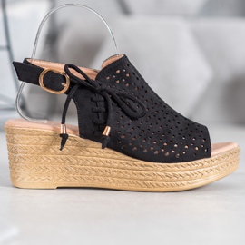 Small Swan Sandales ajourées confortables noir 2