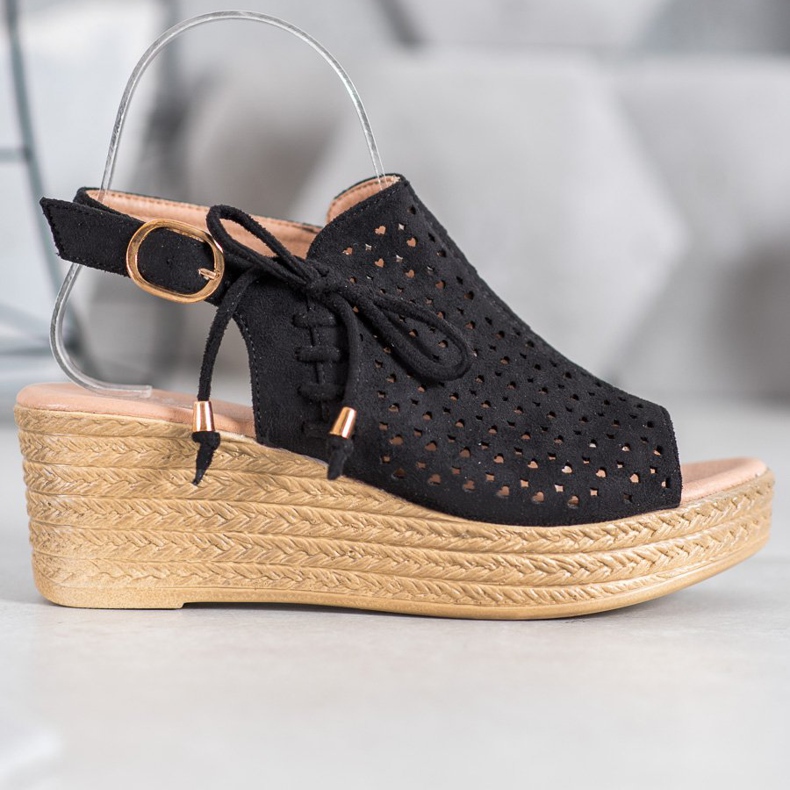 Small Swan Sandales ajourées confortables le noir 2