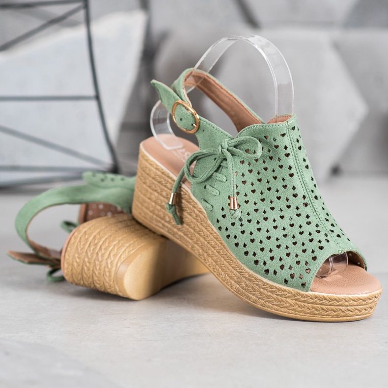 Small Swan Sandales ajourées confortables vert 1
