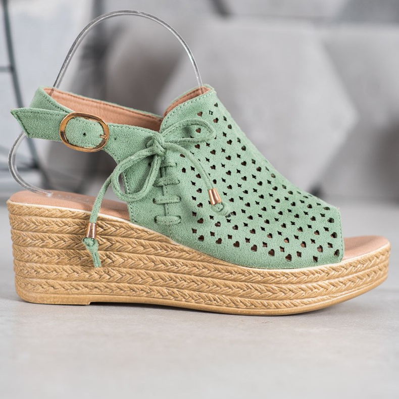 Small Swan Sandales ajourées confortables vert 2
