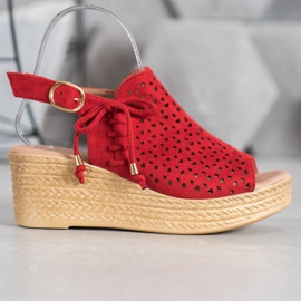 Small Swan Sandales ajourées confortables rouge 2