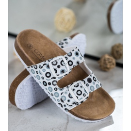 SHELOVET Pantoufles à motifs confortables blanc noir gris 1