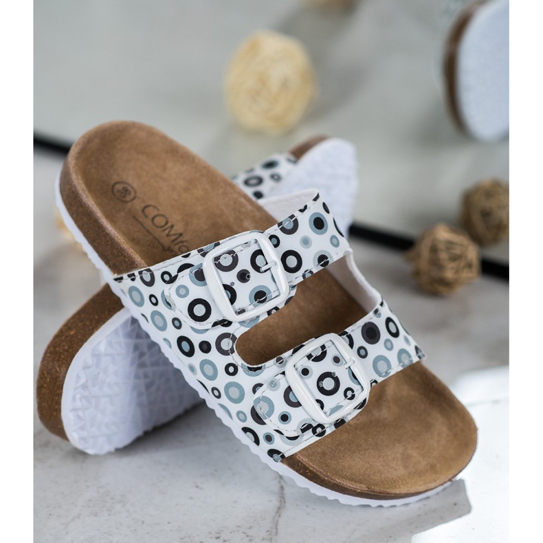 SHELOVET Pantoufles à motifs confortables blanc noir gris 1